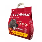 PI-PI-BENT наполнитель для кошачьего туалета Классик комкующийся 5+1 кг